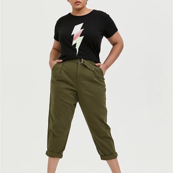 𝅺torrid Lightning Bolt Relaxed Fit Triblend Jersey Crop Crew Tee - Picture 4 of 10